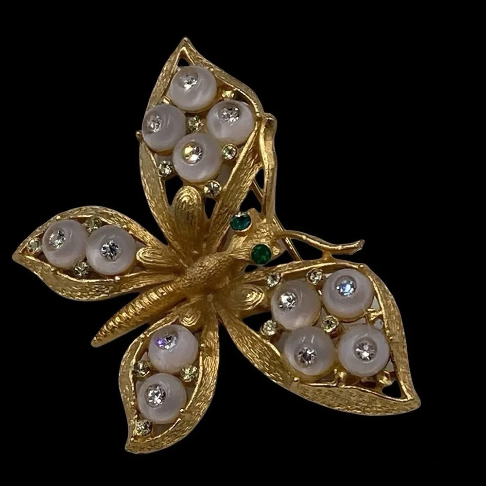 Vintage CoroCraft Shoe Button Butterfly Brooch